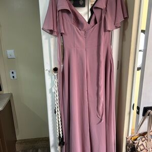 Azazie Mauve Flutter-Sleeve Maxi Dress